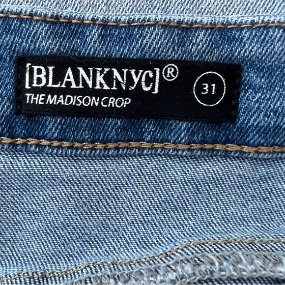 Blank NYC The Madison Crop high rise jeans light wash button fly release… - Picture 5 of 12